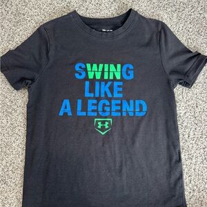 Under Armour Black Tee with Blue and Green 'Swing Like a Legend' Graphic
